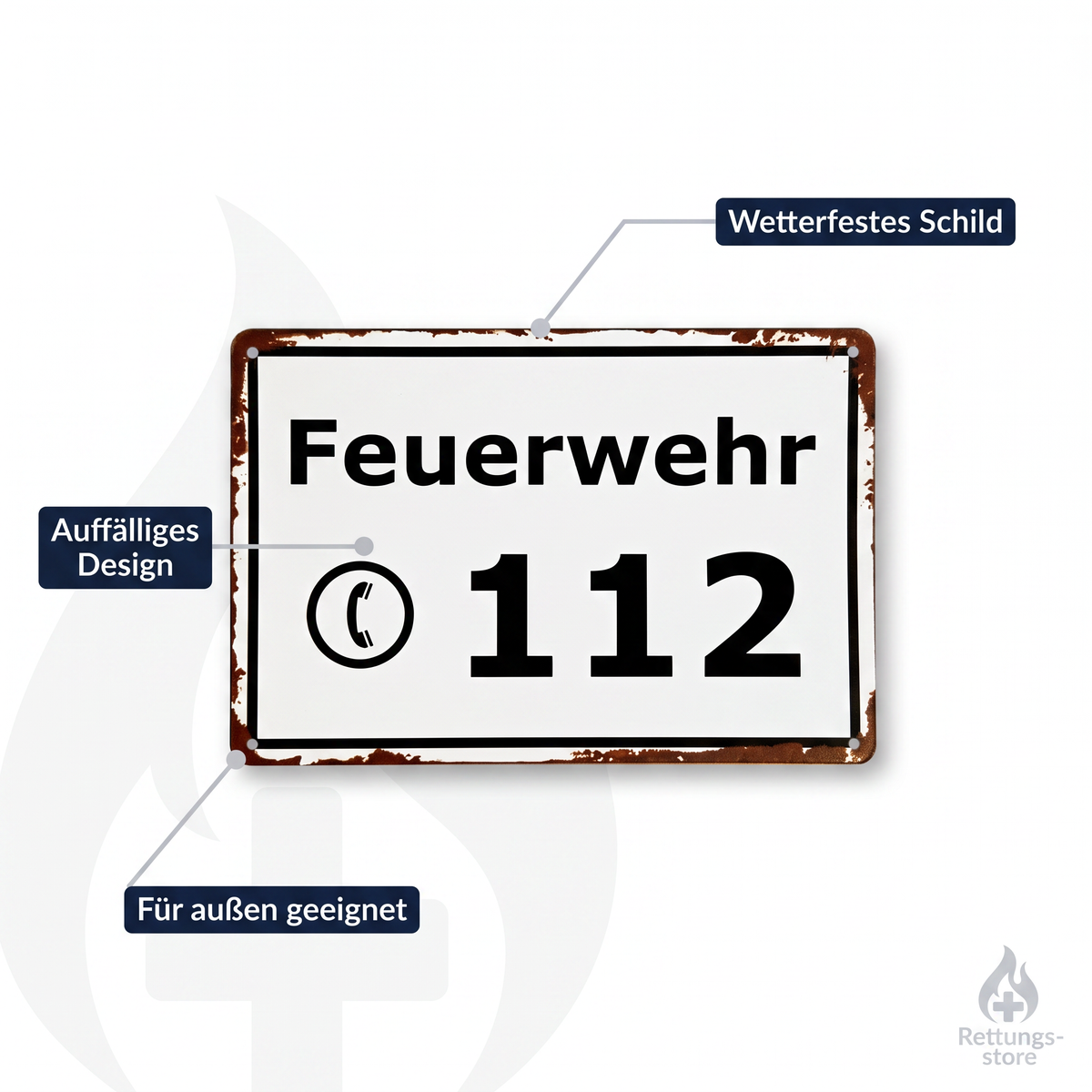 Feuerwehr 112 Metallschild – Vintage-Deko