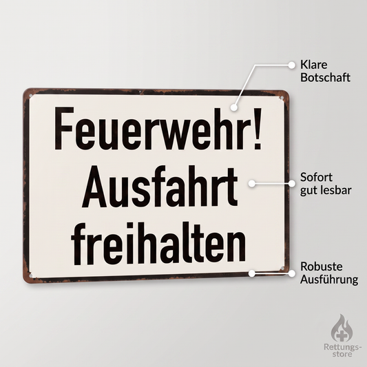 Feuerwehr-Ausfahrt Blechschild – Ausfahrt freihalten
