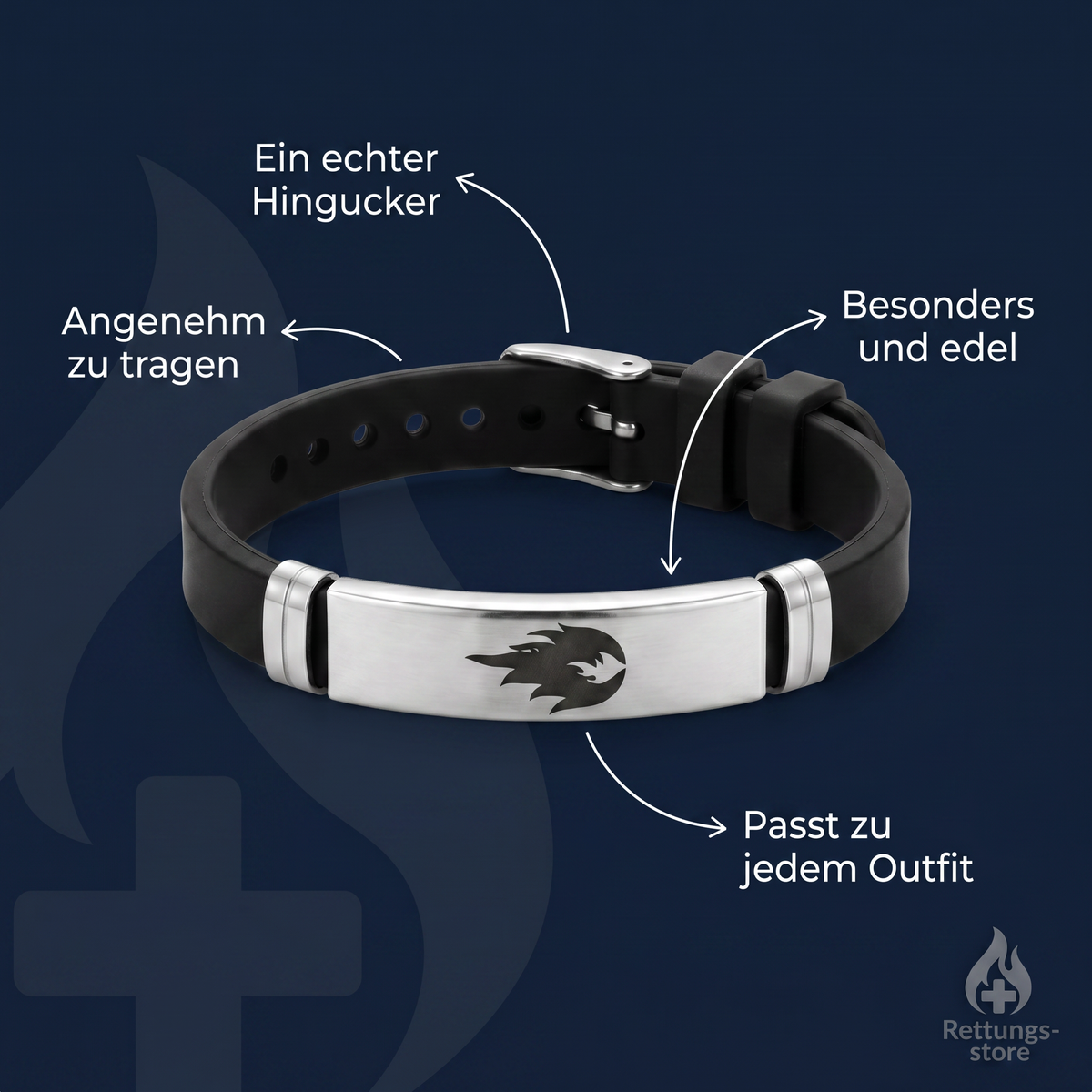 Feuerwehr Flamme Armband – Schwarz