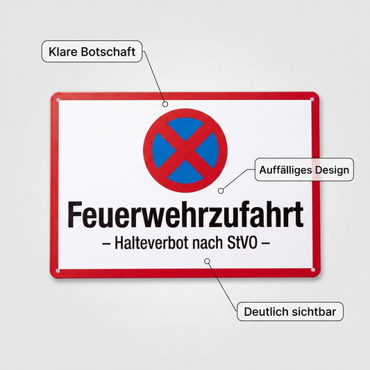 Feuerwehrzufahrt Schild – Halteverbot nach StVO