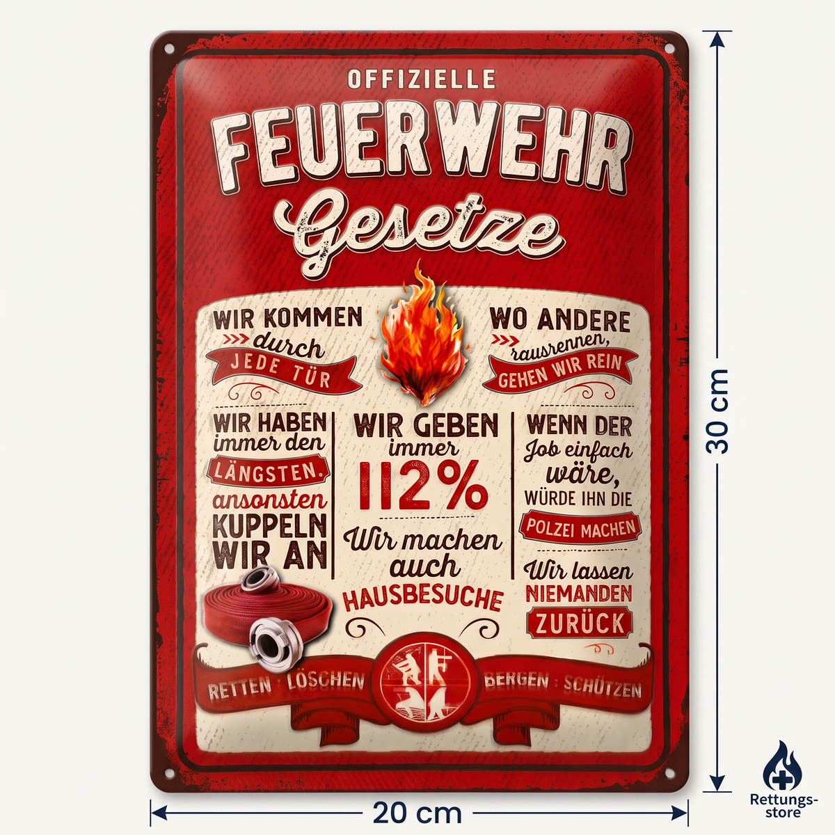 Offizielle Feuerwehr Gesetze – Blechschild
