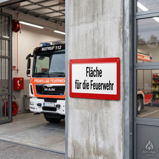 Fläche für die Feuerwehr Schild – rotes Hinweisschild