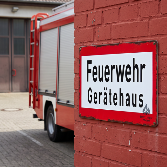 Feuerwehrgerätehaus Blechschild – Vintage-Deko