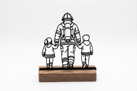 Feuerwehrmann mit Kindern – Dekoaufsteller