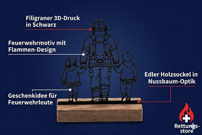 Feuerwehrmann mit Kindern – Dekoaufsteller