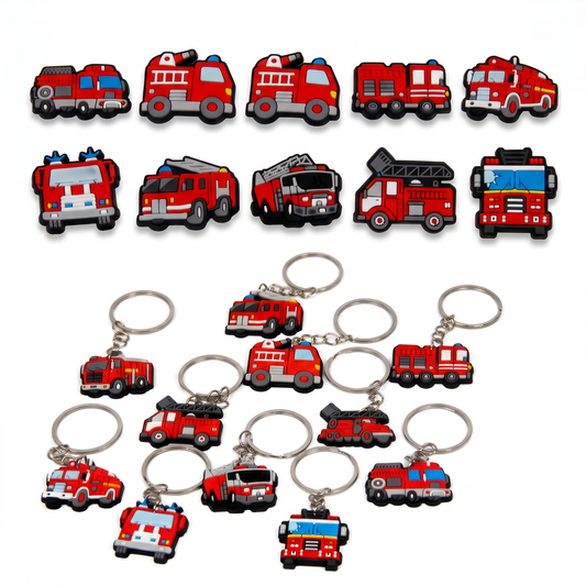 Feuerwehr Fahrzeug-Set – Magnete & Schlüsselanhänger