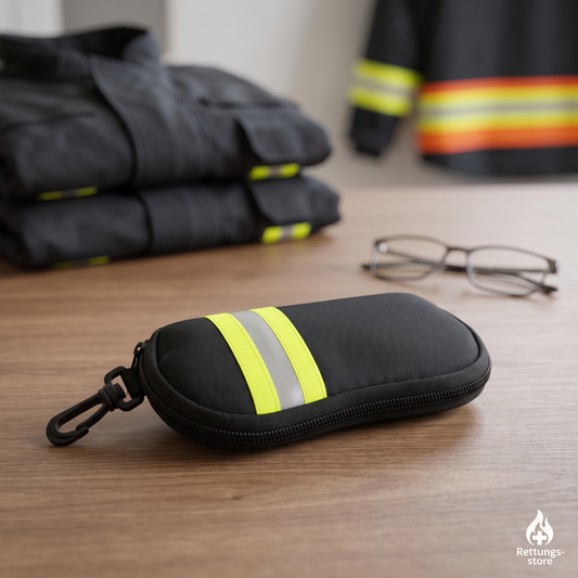 Brillenetui Feuerwehr Reflexstreifen – Schwarz-Gelb