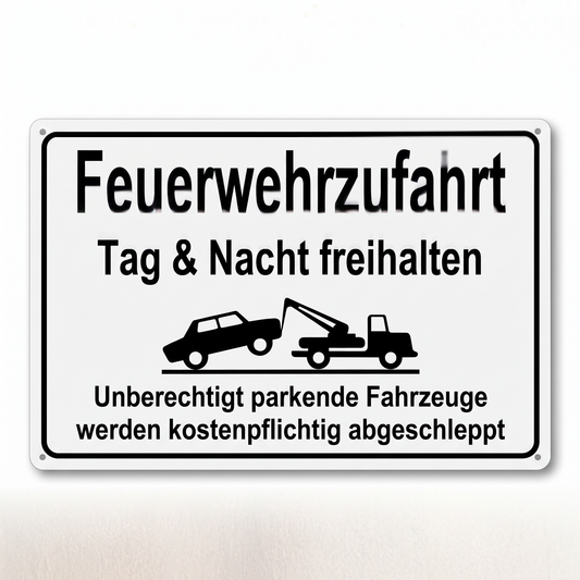 Feuerwehrzufahrt Blechschild – Tag & Nacht freihalten