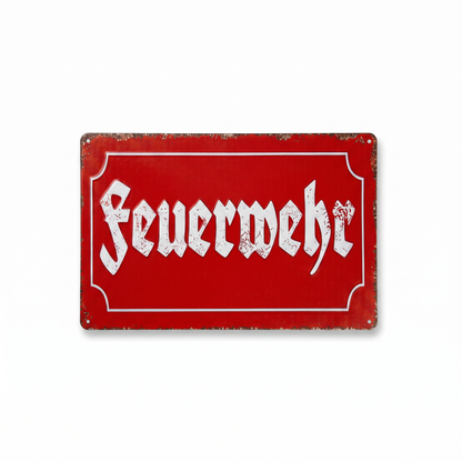 Feuerwehr Blechschild-Set – Gerätehaus & 112