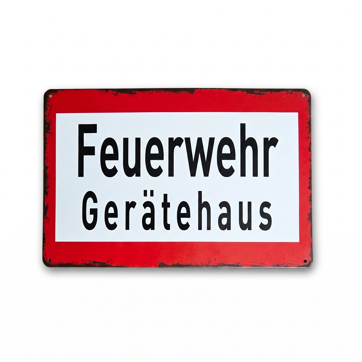 Feuerwehr Blechschild-Set – Gerätehaus & 112