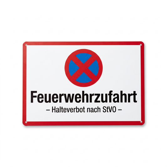 Feuerwehrzufahrt Schild mit Halteverbot-Symbol