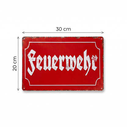 Feuerwehr Blechschild-Set – Gerätehaus & 112