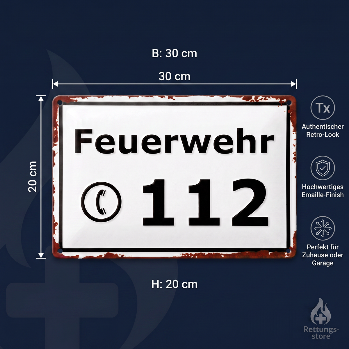 Feuerwehr Blechschild-Set – Gerätehaus & 112