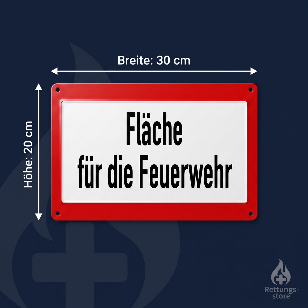 Fläche für die Feuerwehr Schild – rotes Hinweisschild