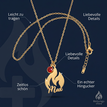 Kette Feuerwehr Flamme personalisiert – Namenskette in Gold oder Silber
