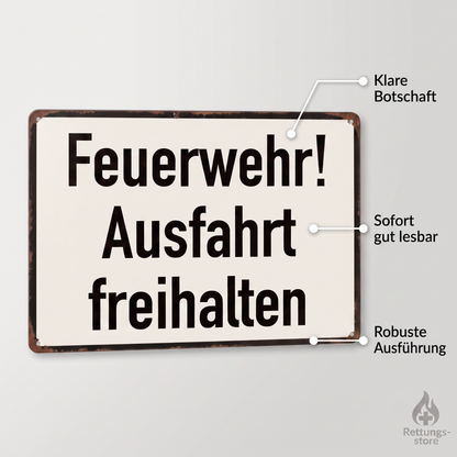 Feuerwehr-Ausfahrt Blechschild – Ausfahrt freihalten