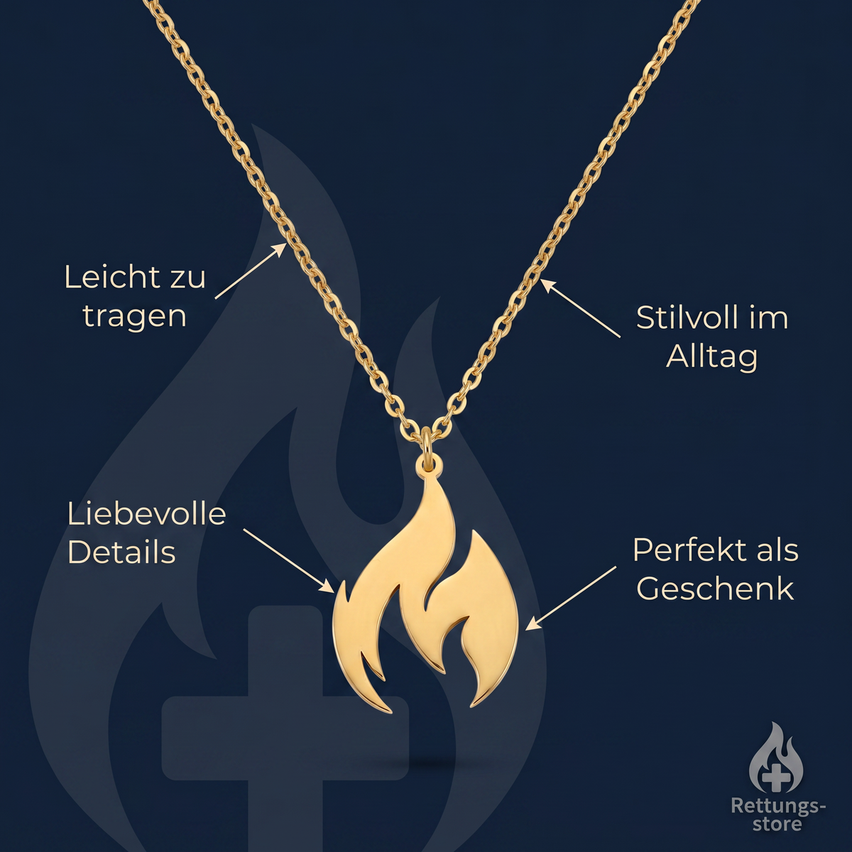 Feuerwehr Schmuckset – Flamme Gold