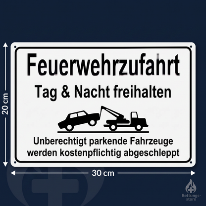 Feuerwehrzufahrt Blechschild – Tag & Nacht freihalten