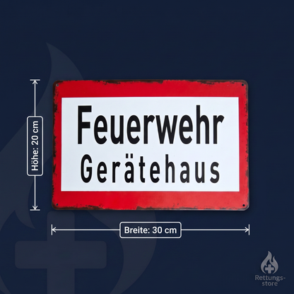 Feuerwehr Blechschild-Set – Gerätehaus & 112