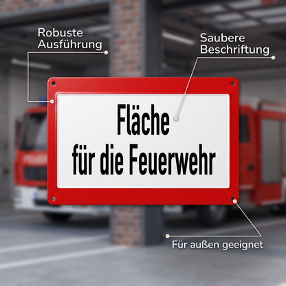 Fläche für die Feuerwehr Schild – rotes Hinweisschild