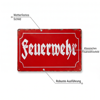 Feuerwehr Blechschild-Set – Gerätehaus & 112
