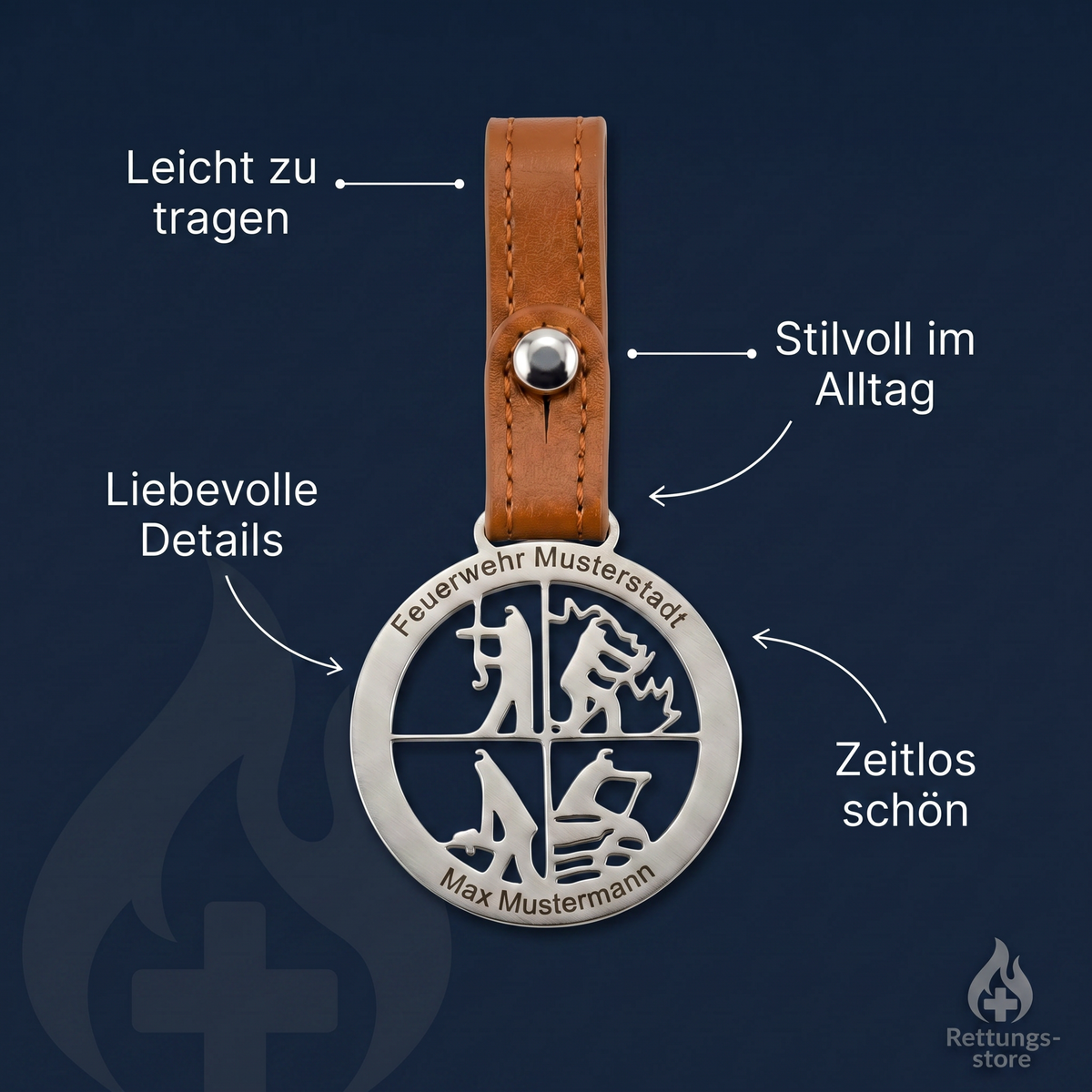 Personalisierter Feuerwehr-Anhänger – Name & Ort
