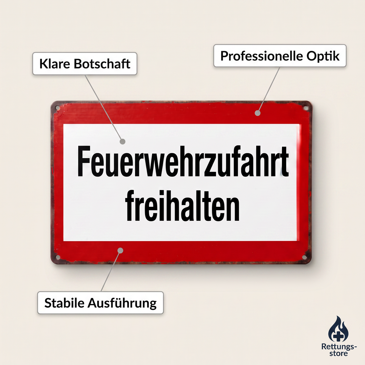 Feuerwehrzufahrt freihalten – Blechschild