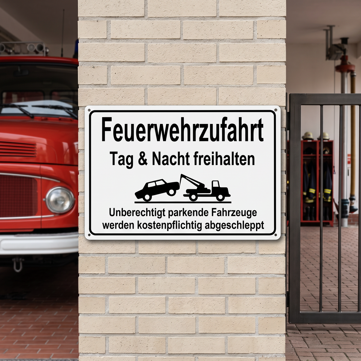 Feuerwehrzufahrt Blechschild – Tag & Nacht freihalten