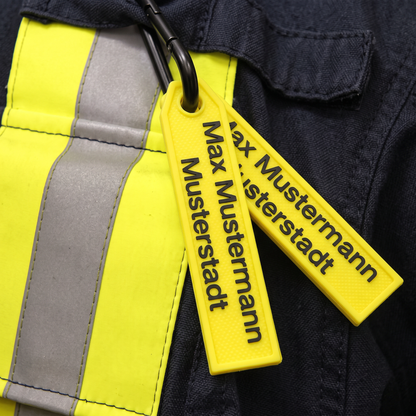 Personalisierter Atemschutzanhänger Feuerwehr – mit Karabiner